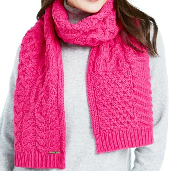 Michael Kors Accessories - Michael Kors Knit Cable Scarf - Pink Patchwork